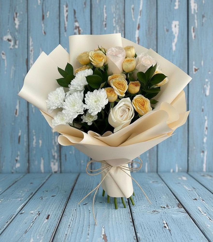 Букет цветов из: Розы и Хризантемы в Ильинское-Усово
