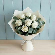 Букет Белые розы в Эвкалипте в Ильинское-Усово